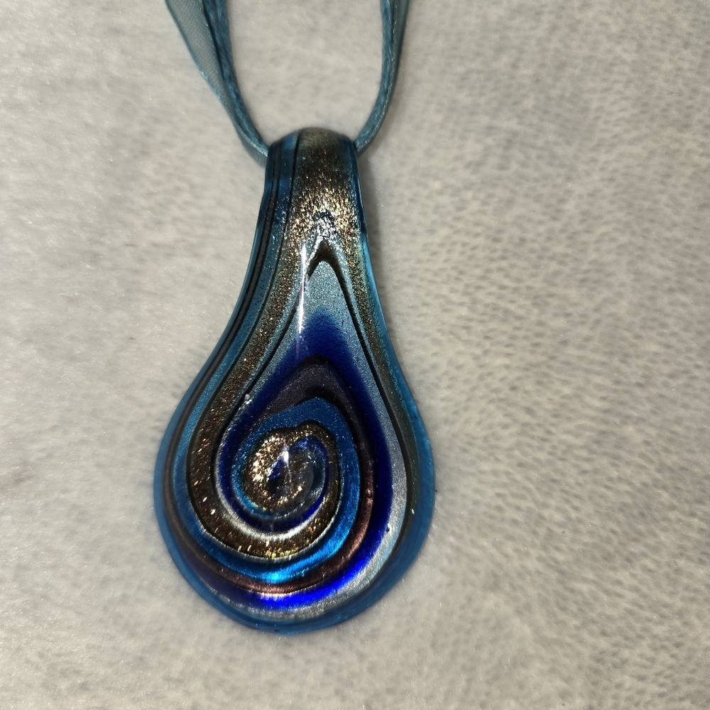 Elegant Blue and Silver Swirl Pendant Necklace